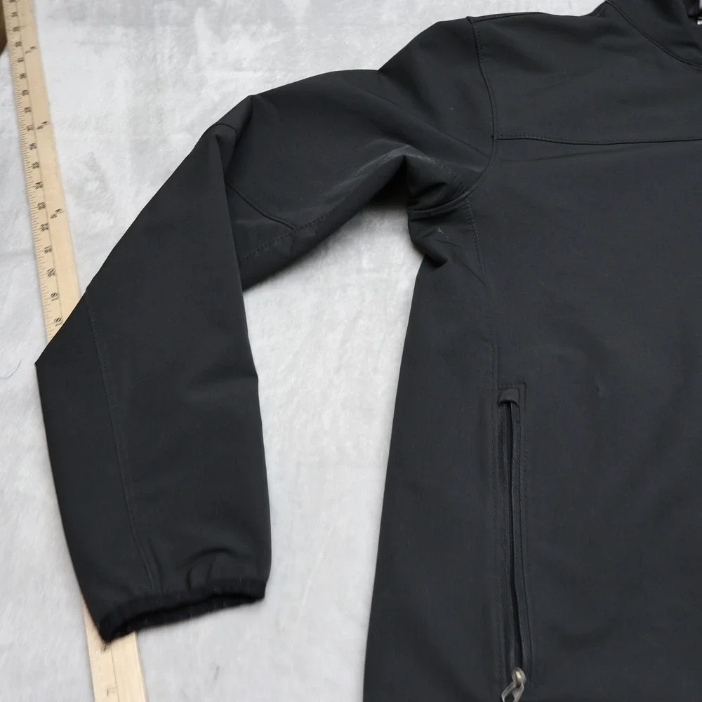 North Face Jacket Men Medium Black Apex Softshell Rain Wind Full Zip Hiking READ